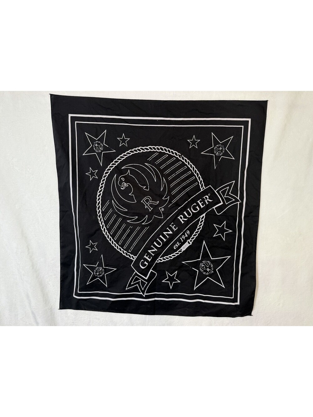 Vintage Genuine Ruger Black White Bandana Phoenix Star Western Americana 26 x 25